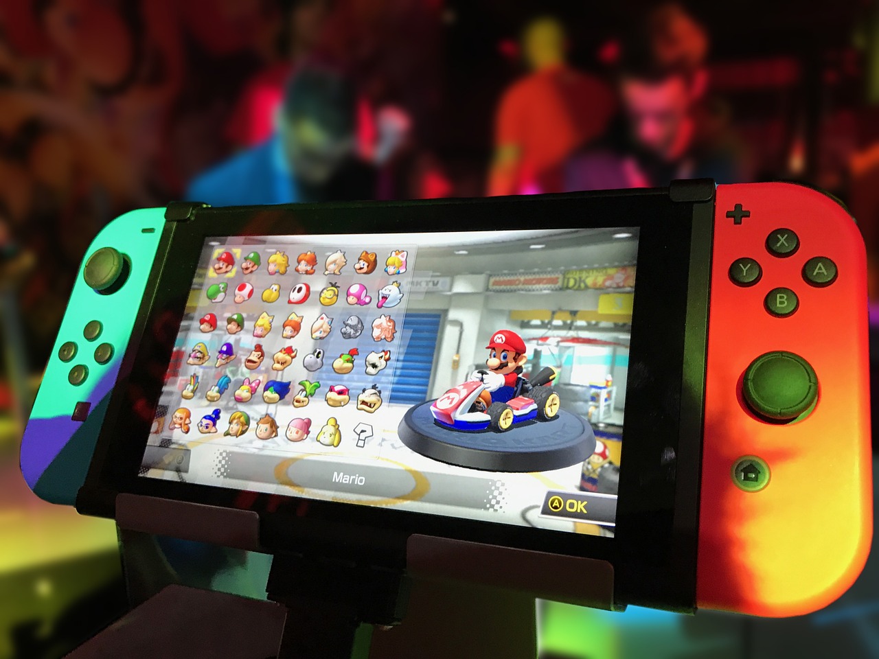 Mario Kart with a customizable cart on a customized Nintendo Switch